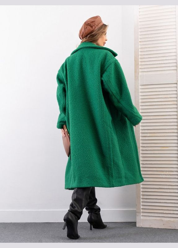 Зеленое демисезонное Свободное зеленое пальто из букле ISSA PLUS