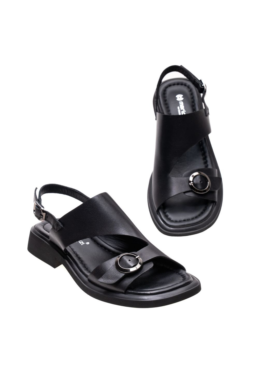 Черные босоножки 01613 черные Mario Muzi с ремешком