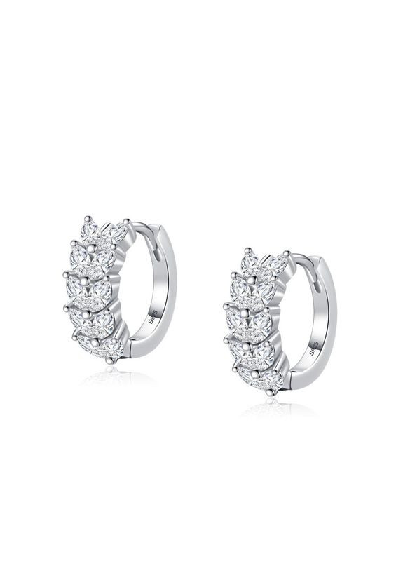 Срібні S925 сережки колос з камінням фіанітів, срібні кульчики круглі на кожен день, подарунок дівчині СС6 Etre (292401657)
