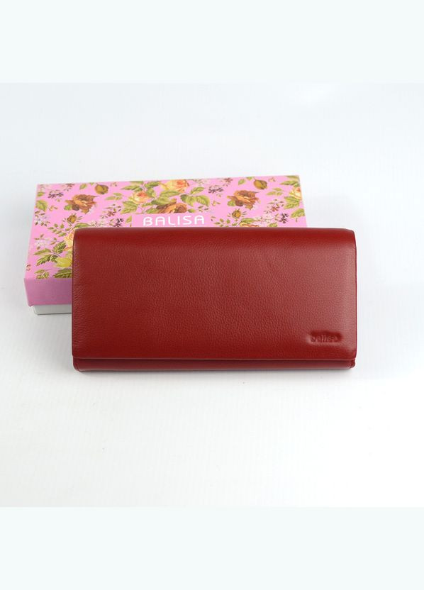 Гаманець червоного кольору з натуральної шкіри, Жіночий шкіряний гаманець портмоне на магнітах Balisa (266266463)
