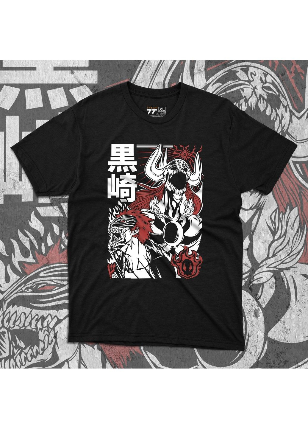 Чорна футболка з принтом бліч - ічіго куросакі 7 No Brand