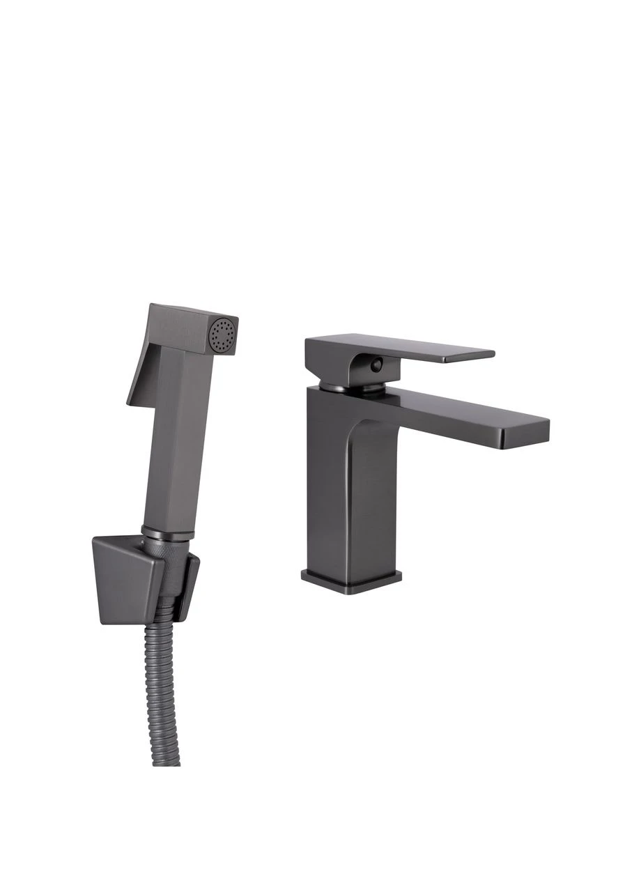 Смеситель для раковины Gemini (с гигиеническим душем) QTGEM272GMB45692 Gunmetal Black PVD Qtap (396873756)