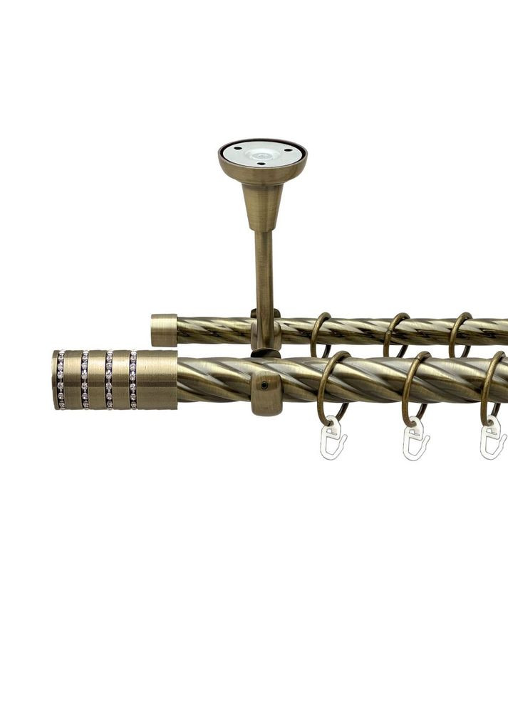 Карниз Барамелла металлический двухрядный открытый к потолку скрученная труба Антик 25\16 мм 300 см (00-00018953) ORVIT (300691131)