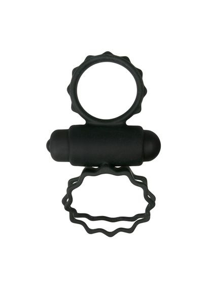 Кільце ерекційне подвійне Duo Cockring з вібро, чорне EasyToys (297399363)