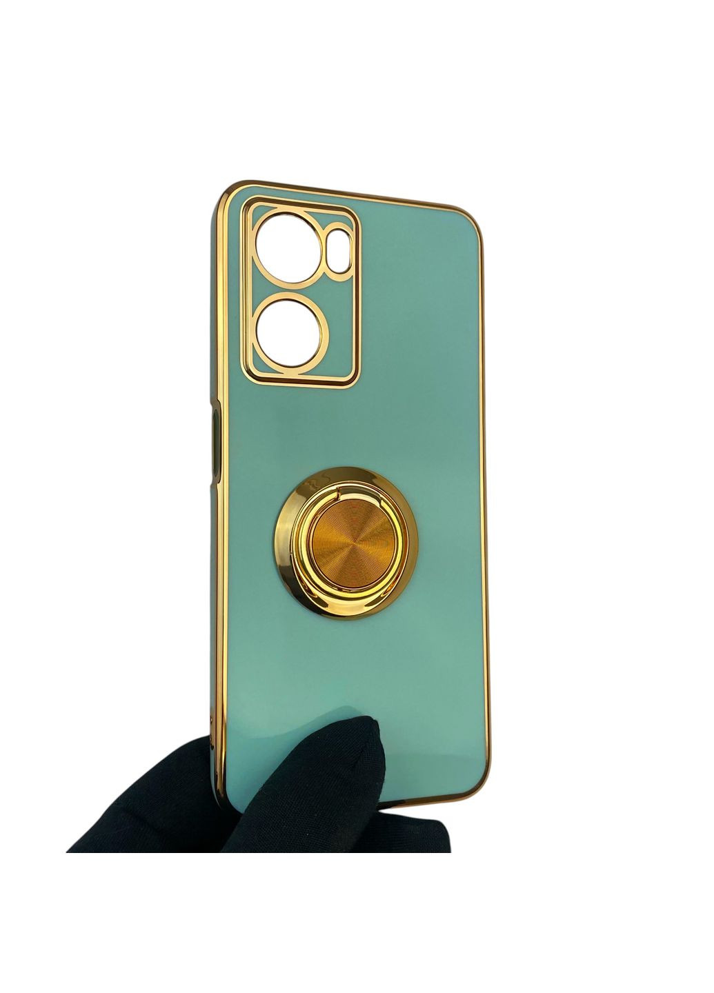 Чохол для A77s (4G) з кільцем-підставкою із золотою окантовкою на оппо а77с бірюзовий gs1 Oppo (366231276)