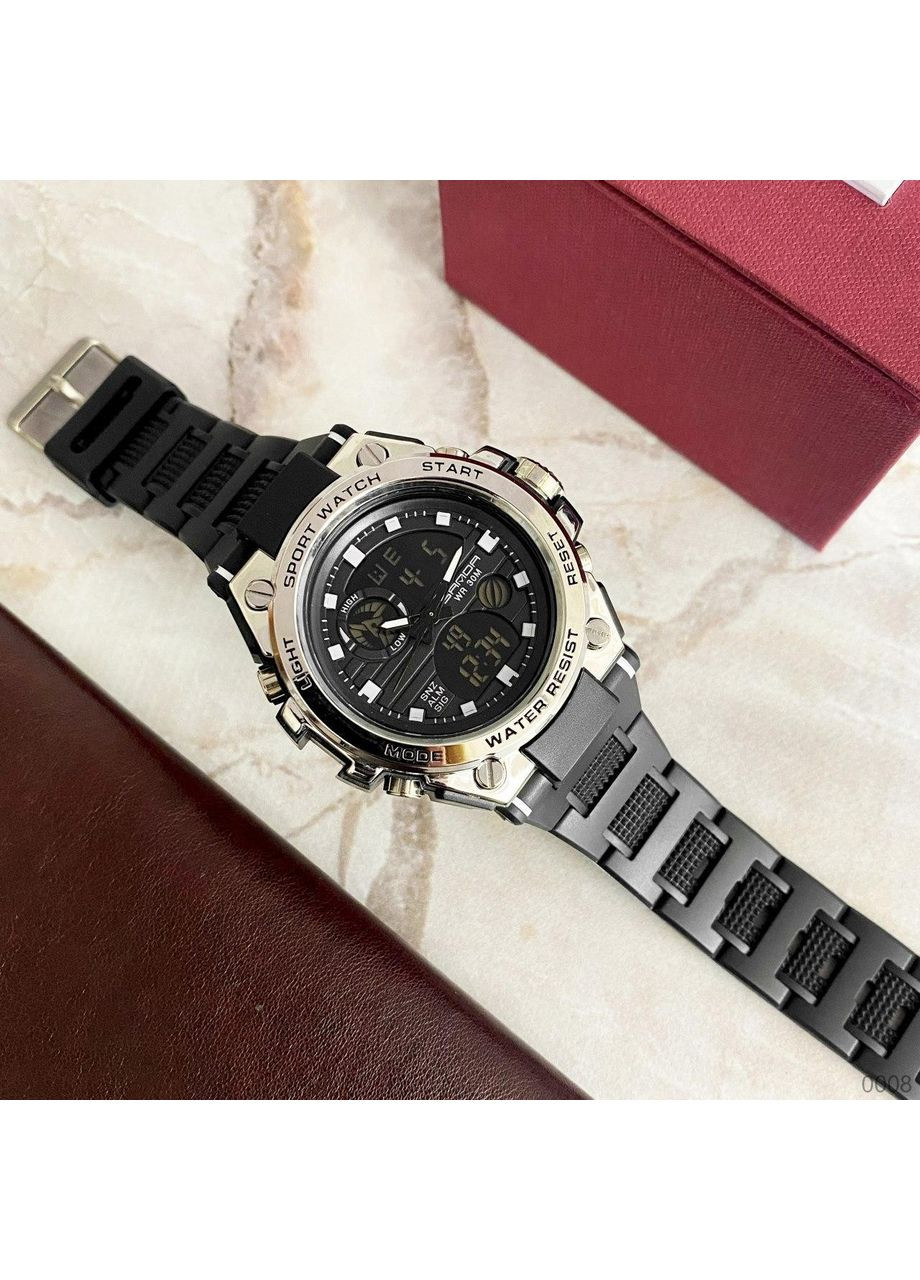 Годинники 739 Black-Silver чоловічі спортивні кварцові з функціями будильника та підсвічування ProDobro (367267589)