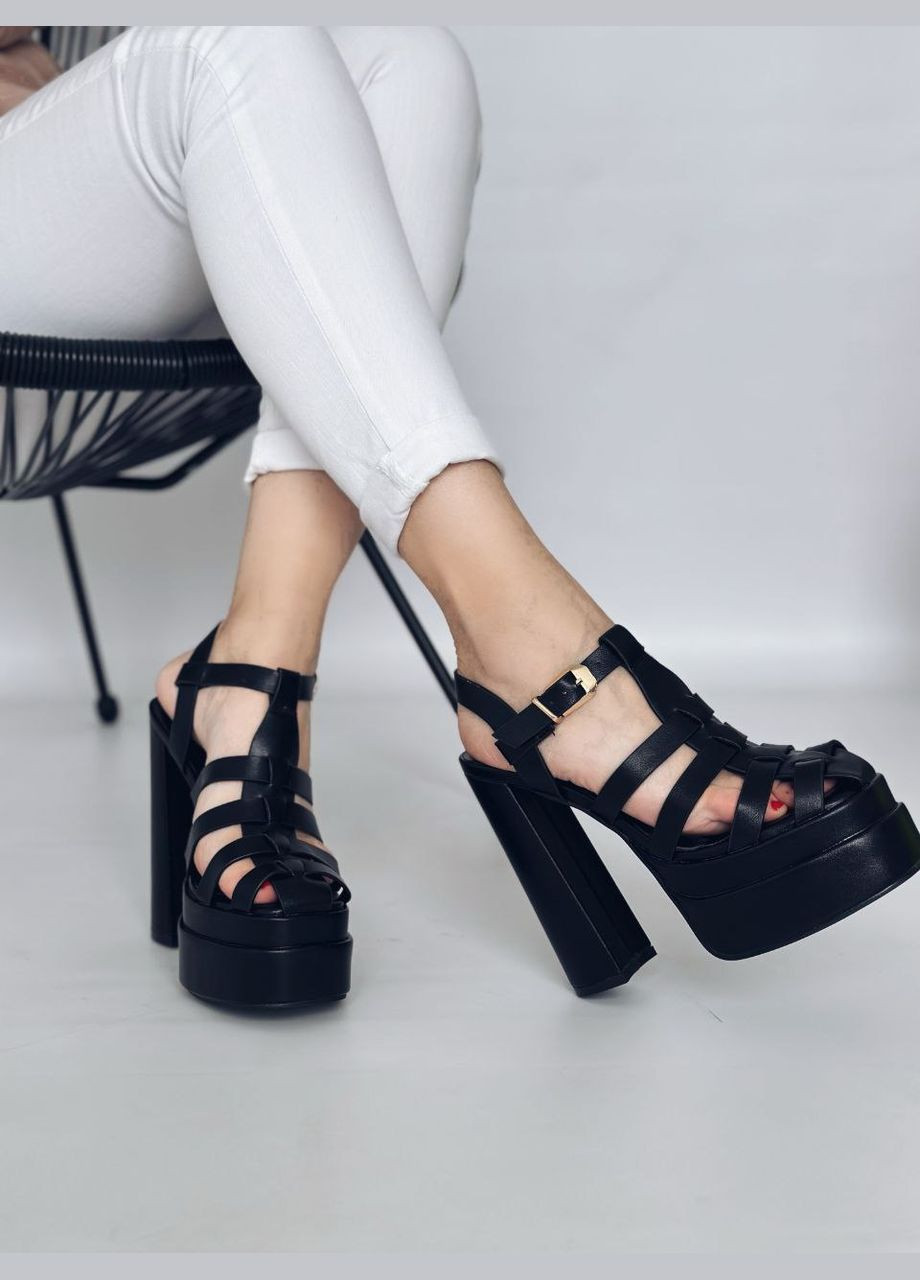 Черные эффектные женские босоножки No Brand