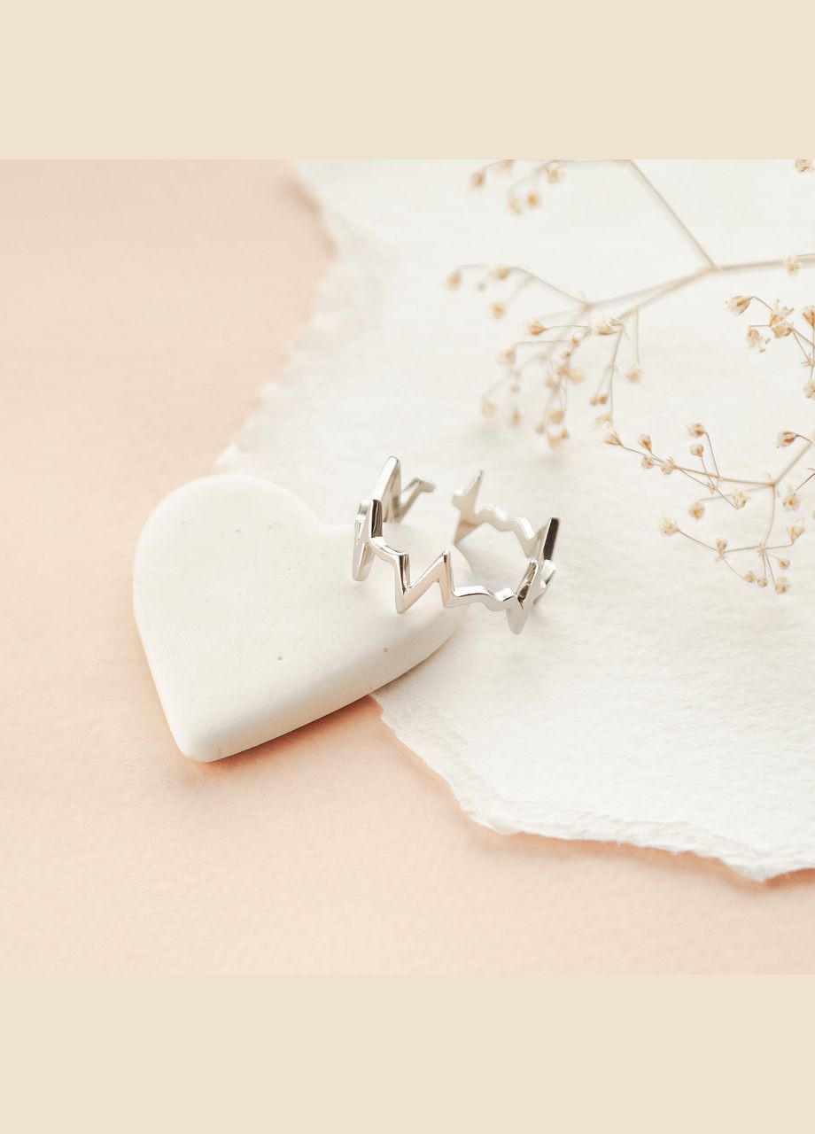 Кольцо серебряное Пульс на фаланге без камней No Brand (354710544)