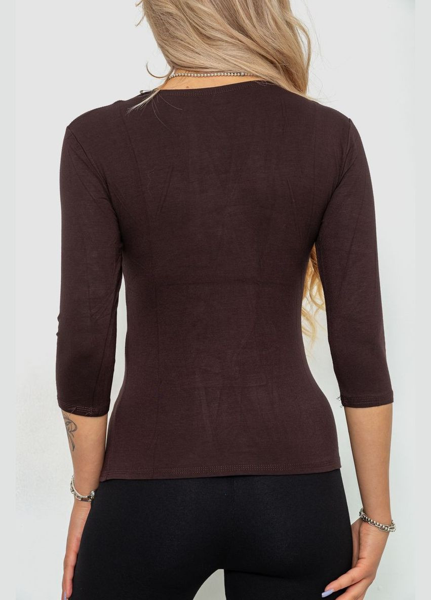 Темно-коричневая футболка женская с удлиненным рукавом Ager 186R304
