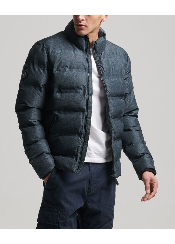 Серо-синяя пуховая куртка бренда ultimate radar Superdry