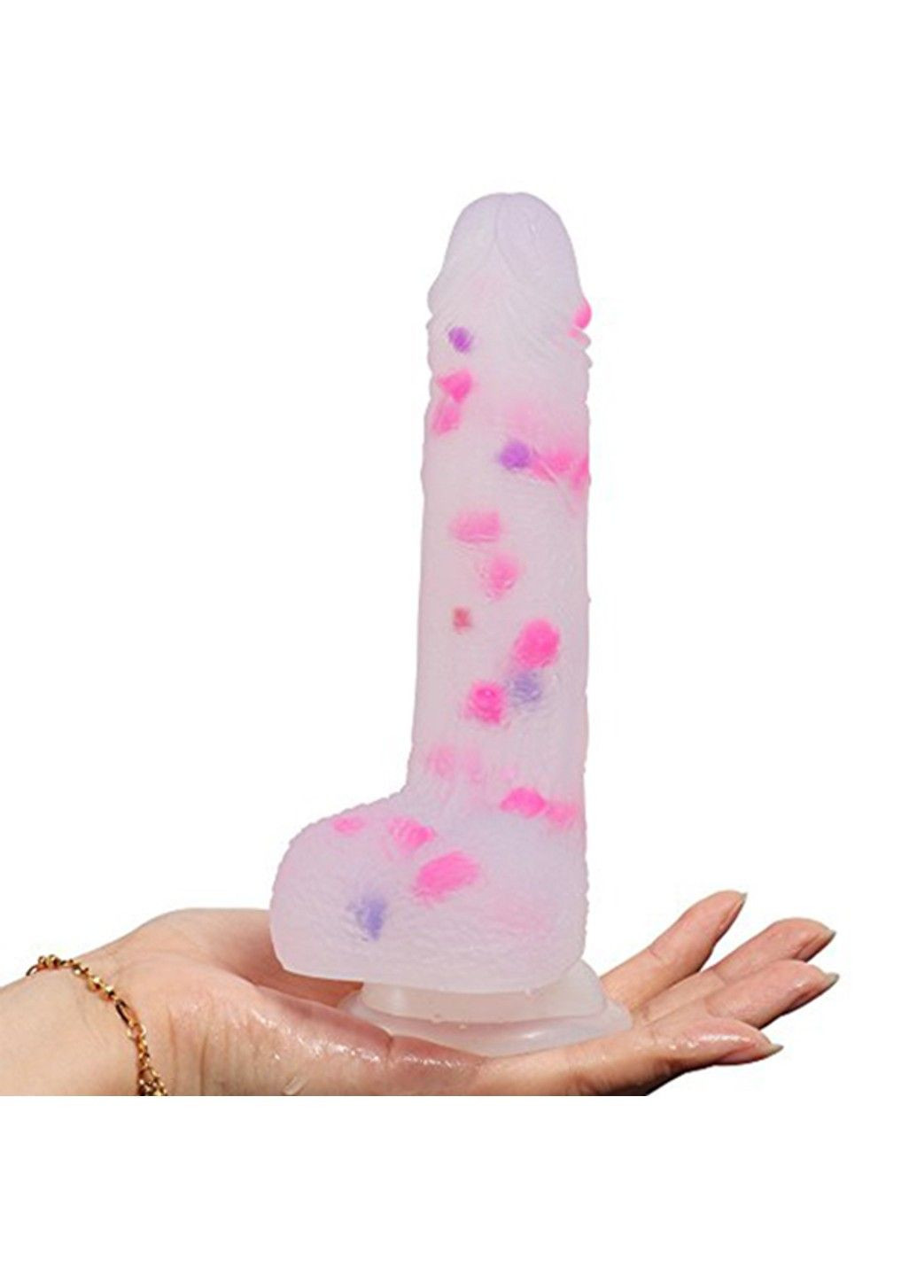 Прозрачный фаллоимитатор с цветными вкраплениями (20*3.7 см) We Love (284279617)