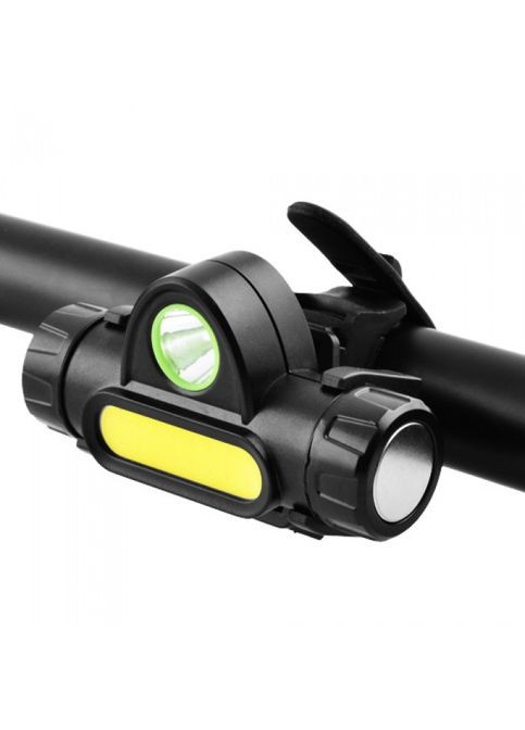 Велофонарь + на лоб 872-XPE+COB, ЗУ micro USB, встроенный аккумулятор, диммер, магнит No Brand (323486387)