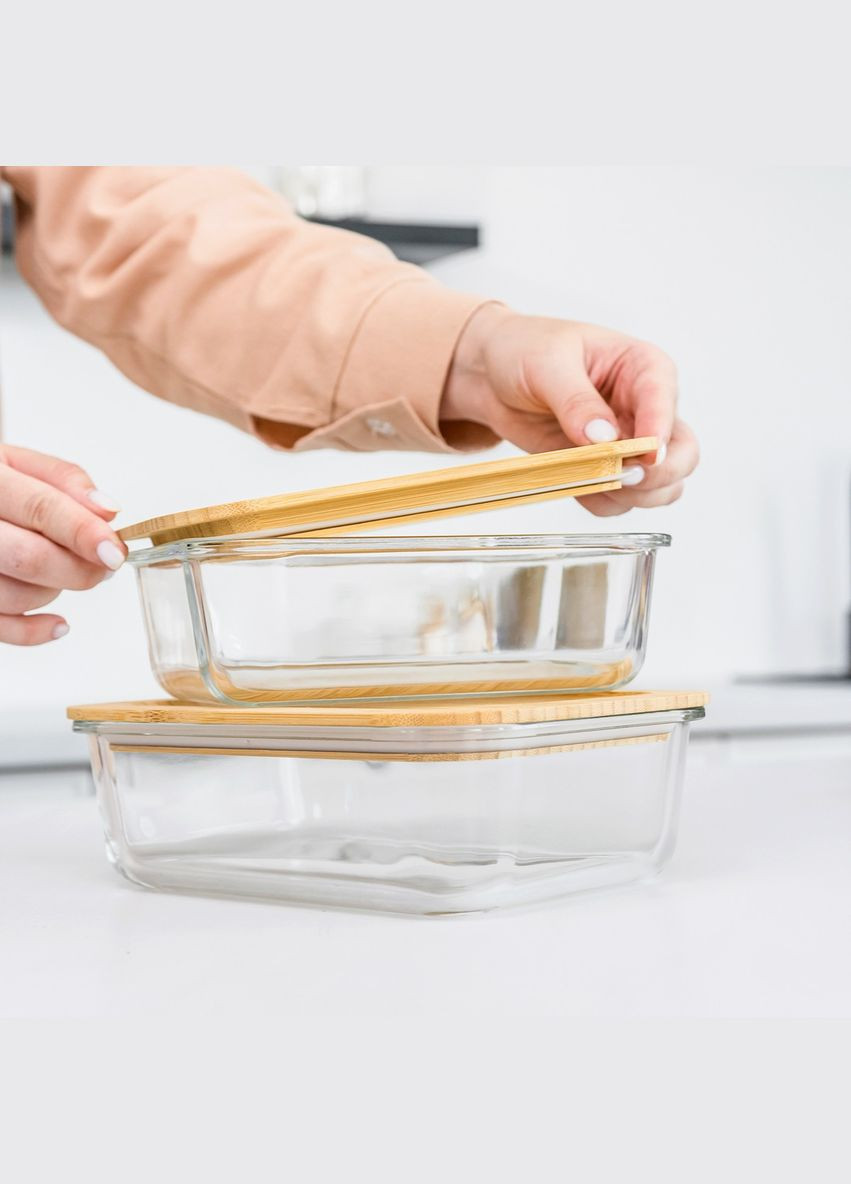 Емкость для хранения MY HOME прямоугольная с крышкой 1.5 л (KP-61 L T/WOOD) MVM (301002354)