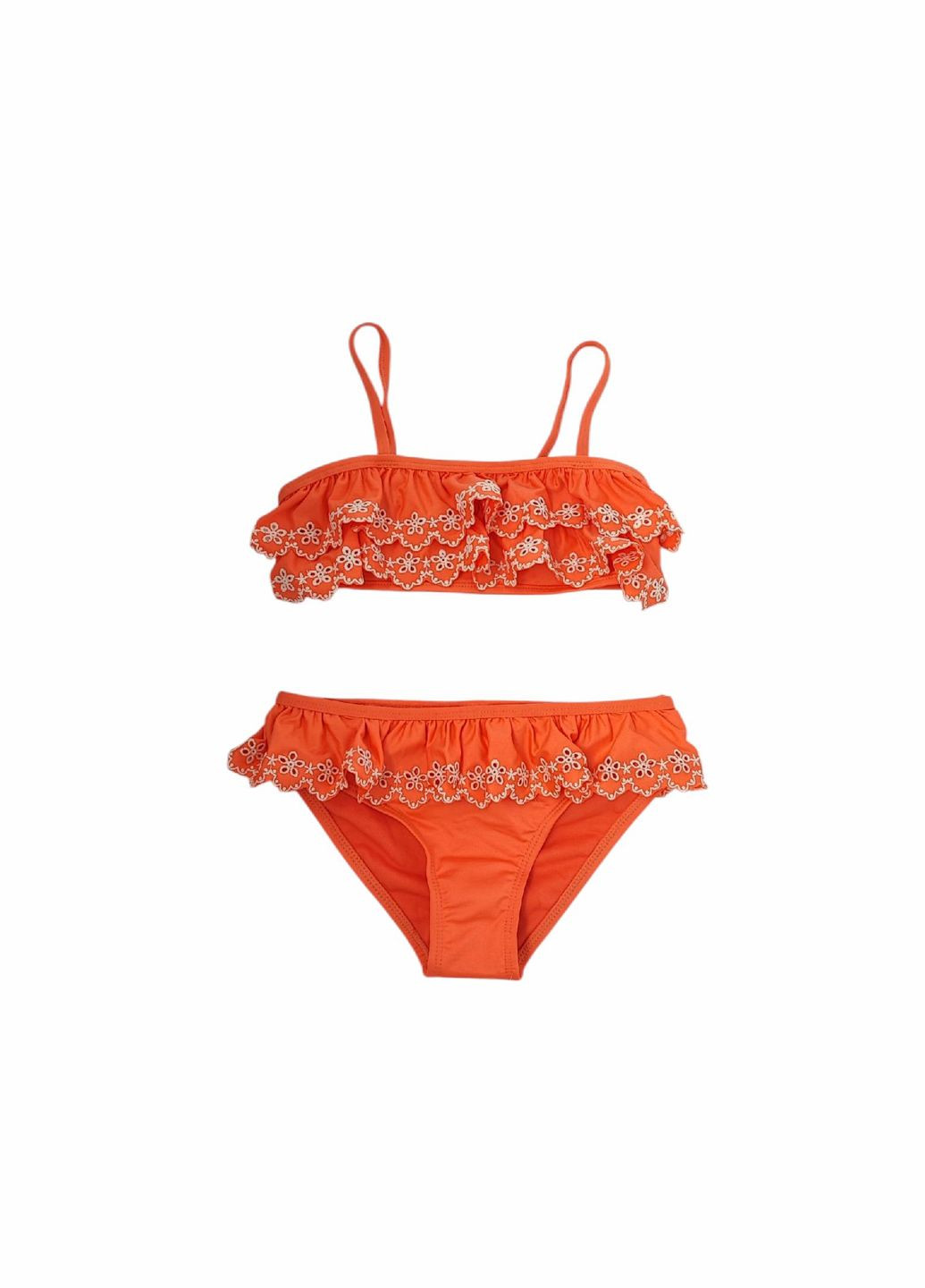 Кораловий літній дитячий купальник для дівчинки 116 см кораловий (25070615) роздільний Primark