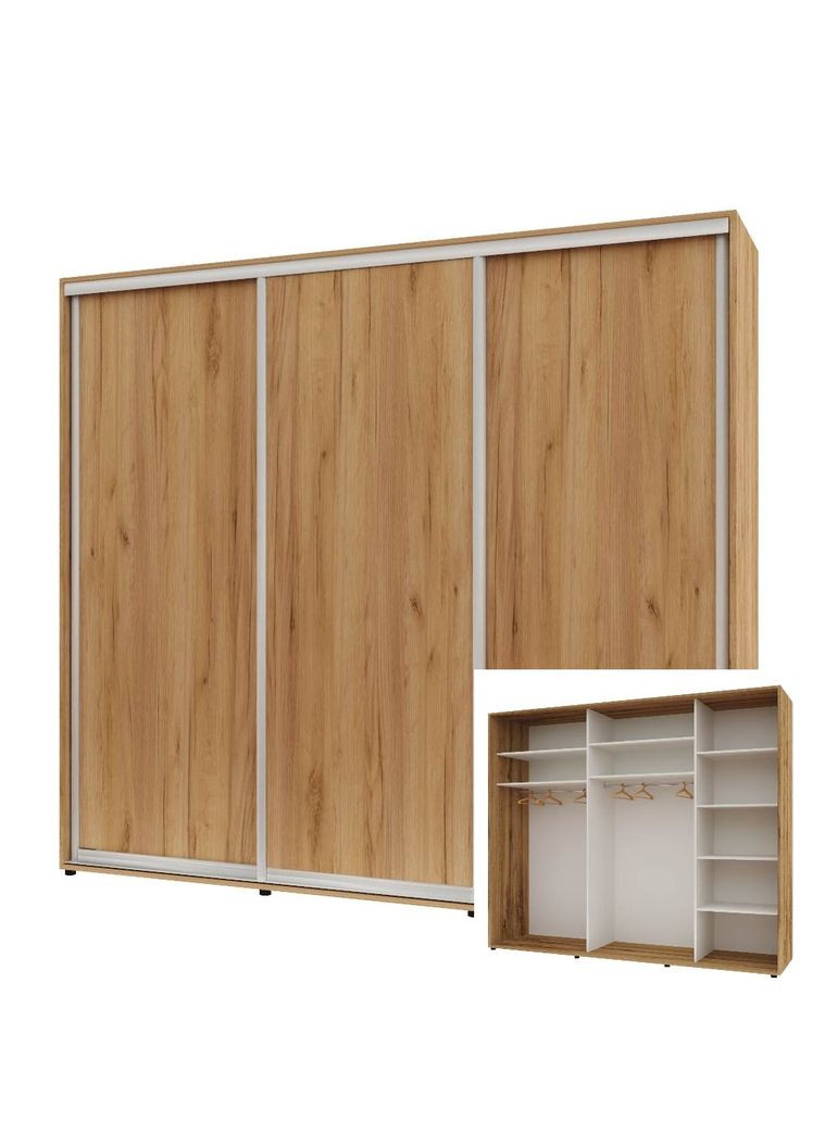 Шкаф-купе трехдверный Комфорт Мебель 250*60*240 см Дуб золотой 3 двери ДСП Стандарт Комфорт Меблі (360436843)