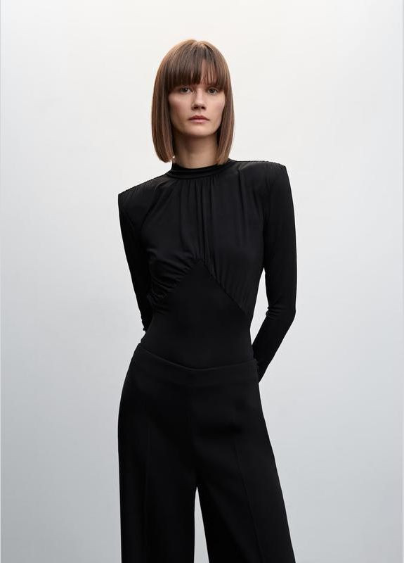 Черные брюки брюки палаццо широкие уровни прямые Mango (321971145)