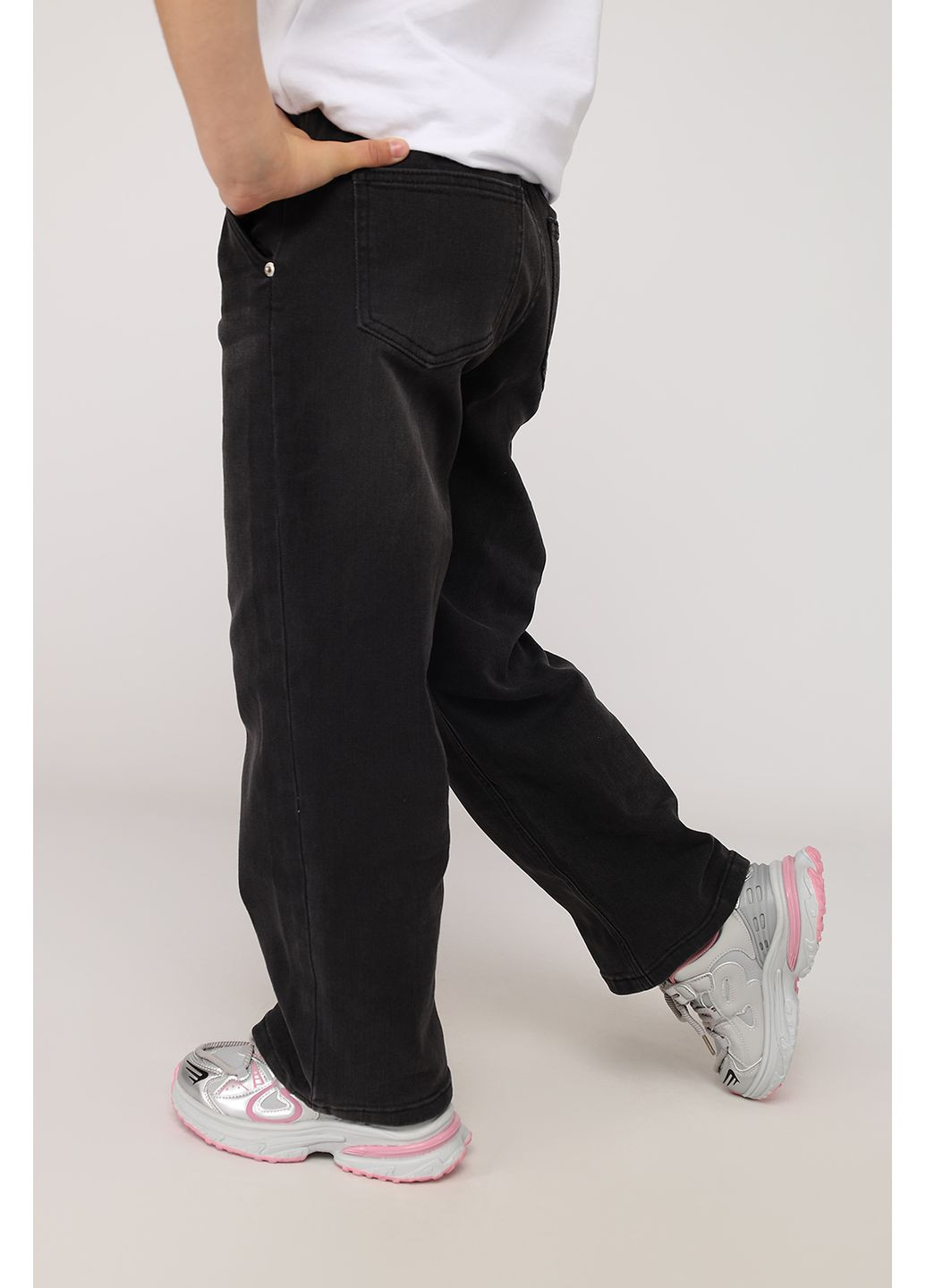 Темно-серые демисезонные джинсы wide leg для девочки цвет темно-серый cb-00279816 Yuki