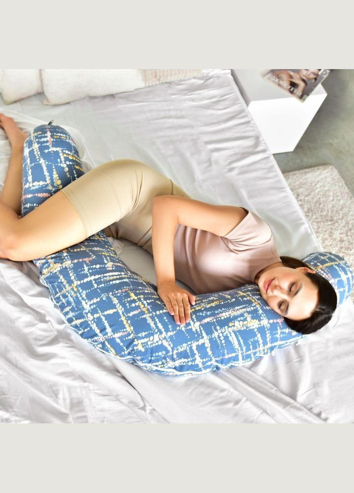 Подушка для вагітних і годування U-подібної форми ТМ PAPAELLA 30х190 см з ґудзиком акварель денім IDEIA (275870899)