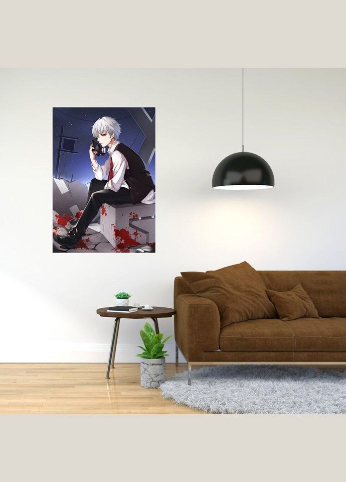 Плакат- с принтом "Tokyo Ghoul - Токийский гуль (манга в жанре темного фэнтези аниме) 4" A2 Кавун постер (316208127)