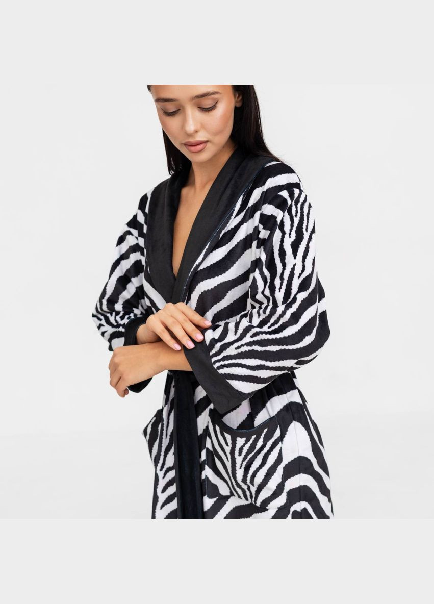Халат жіночий з плюшевого велюру ексклюзивний Zebra 18268 2XL-3XL FlexDress (336766962)