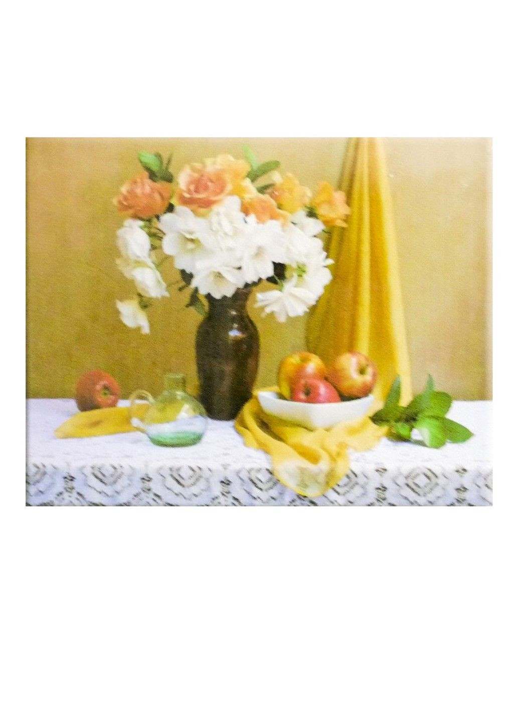 Алмазна вишивка "Букет ромашок" натюрморт квіти, яблука, стіл повна викладка мозаїка 5d набори 30х40 см No Brand (332208357)
