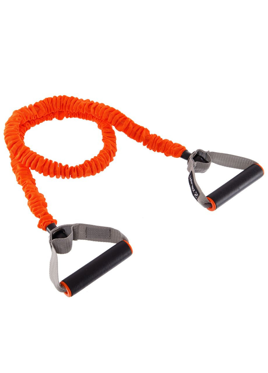 Эспандер трубчатый с ручками в защитном рукаве (TPR, нейлон, нагр. Medium-средняя, оранжево-серый) (FI-7829-M) Zelart (354702956)