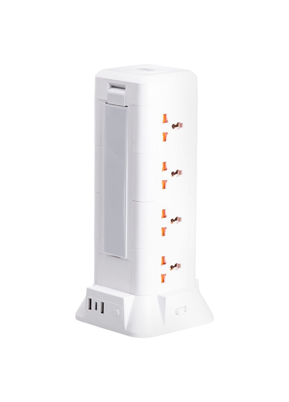 Сетевой фильтр удлинитель 2.8 м с лампой на 12 универсальных розеток с 2 USB, 1 Type-C, беспроводная зарядка HP-5-9MF Yiwu (370802365)