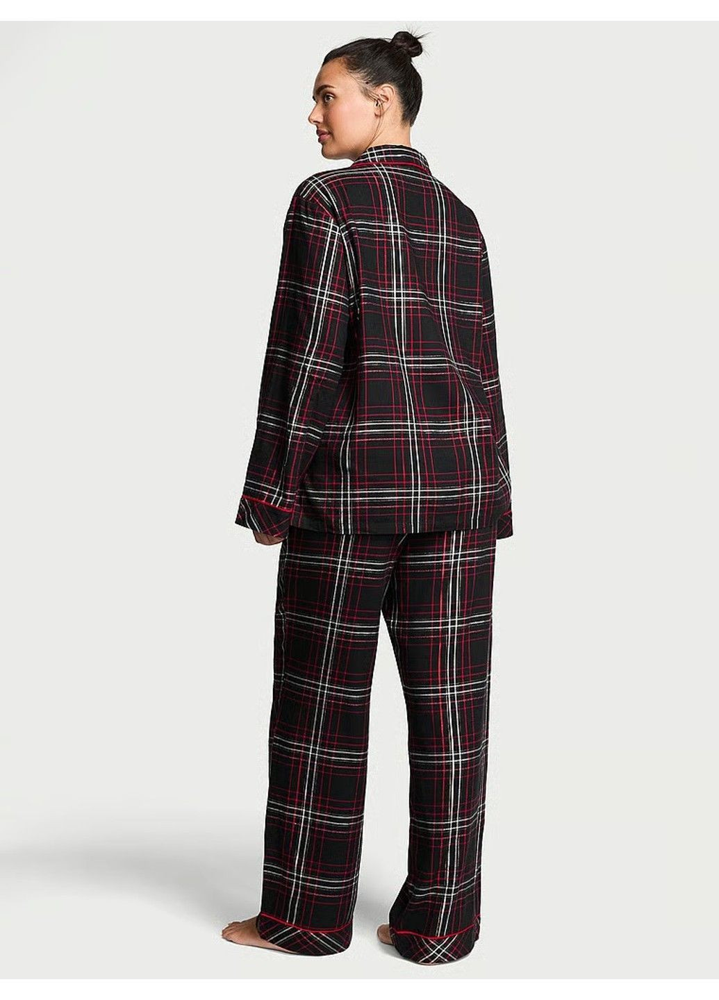 Черная всесезон фланелевая пижама flannel long pajama set Victoria's Secret