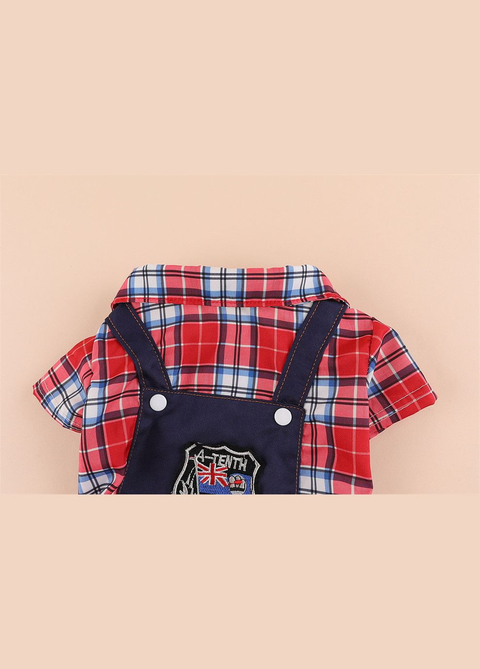 Джинсовий костюм для котів Pet Style "Клітка" Червоний XS No Brand - (323233464)