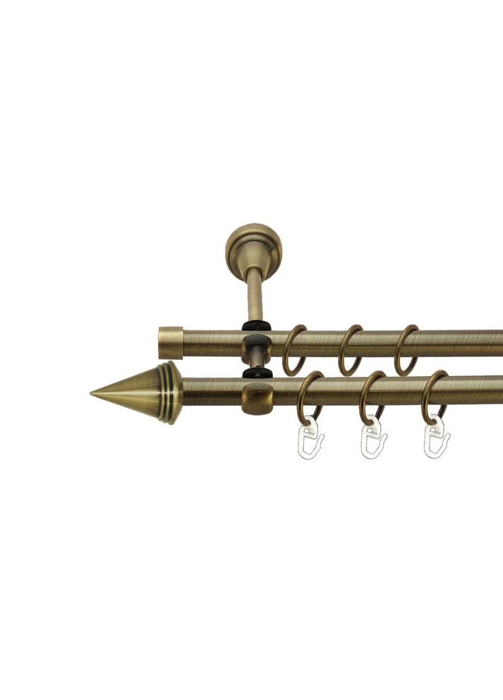 Карниз Конус металевий дворядний відкритий гладка труба Антик 16\16 мм 300 см (7318555) ORVIT (300796088)