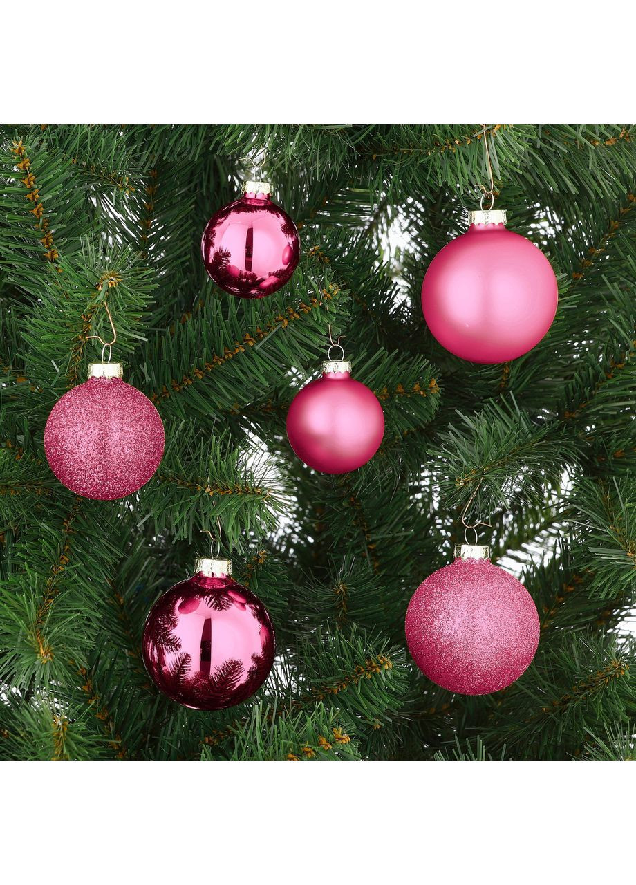 Ялинкові скляні кульки House of Seasons комплект 26 шт фуксія для новорічної ялинки іграшки для декору ProDobro (367264739)