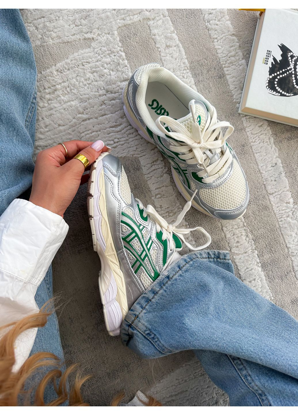 Кросівки жіночі і чоловічі Asics Gel-NYC Kale Cream Green | Асікс Гель-НЮК бежеві No Brand бежеві демісезони (351871623)