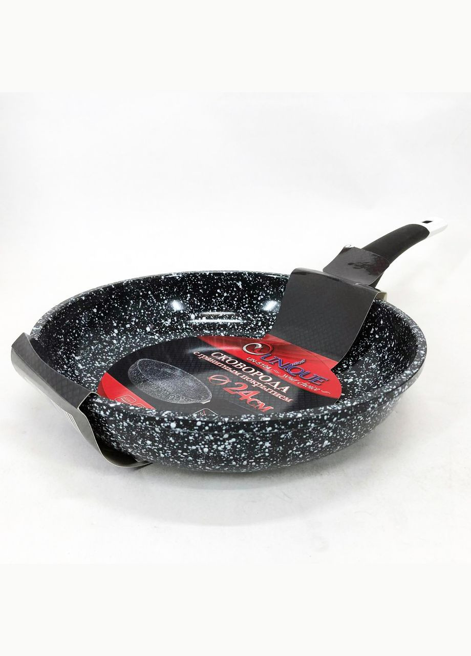 Сковорода UN-5104 24 см, без крышки, многослойным антипригарным гранитным покрытием Unique (364663881)