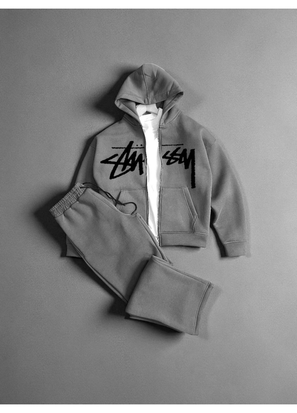 Стильный мужской спортивный костюм демисезонный оверсайз Stussy серый No Brand (370270206)