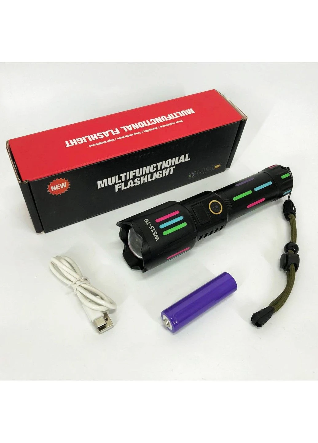 Ручной фонарь W515-TG zoom + LCD + Type-C + PowerBank + 1х18650 (26650) 5 режимов No Brand (331639491)