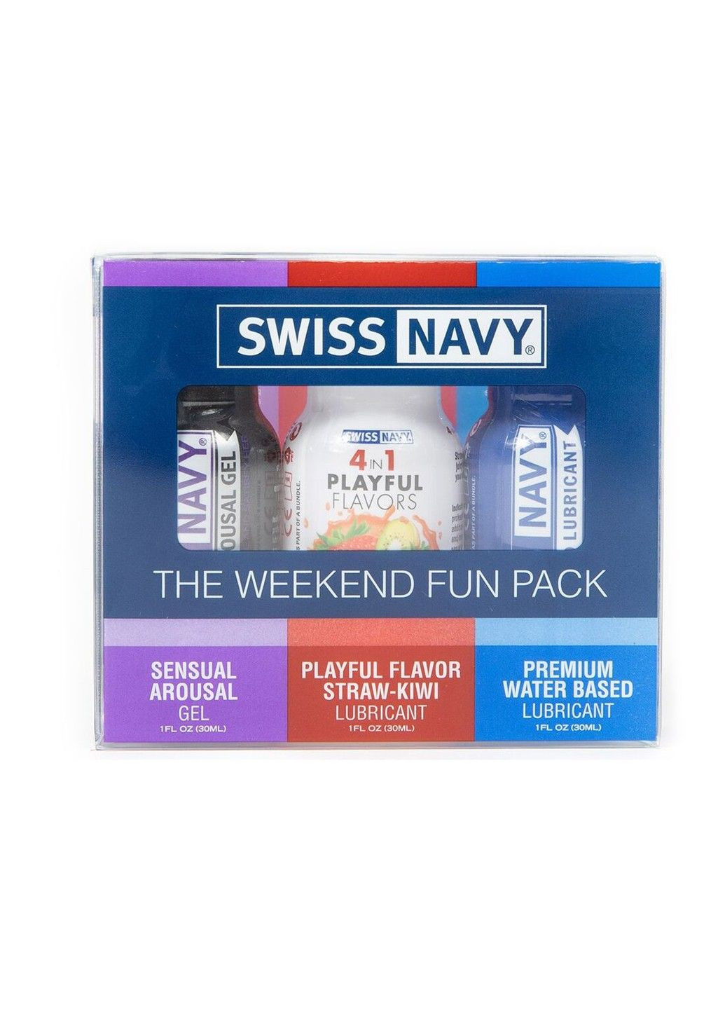 Набір лубрикантів — Weekend Fun Pack (3x30 мл) зігрівальний зі смаком полуниці та ківі, збуджувальний та класичний Swiss Navy (331633506)