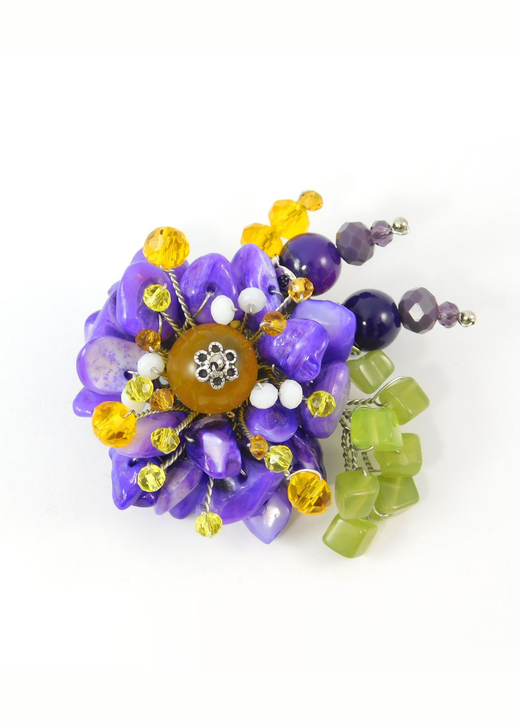 Брошка "Ірис" Котяче око, Агат, Перламутр Fursa fashion (315590642)