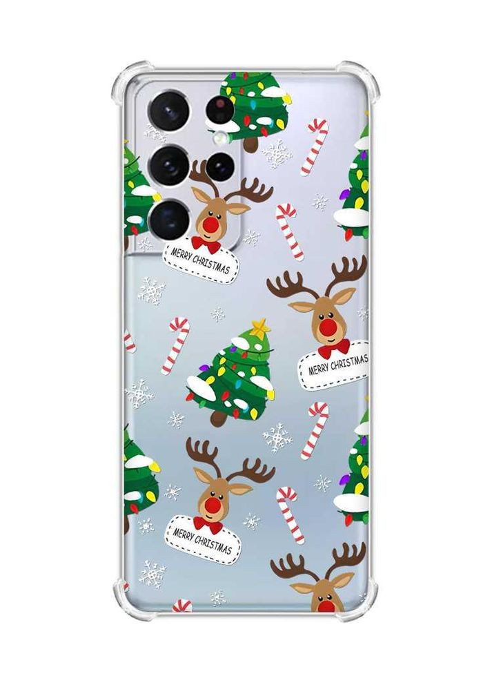 Чехол с утолщёнными углами на Samsung Galaxy S21 Ultra Рождественский фон (новогодний принт 154) Creative (362963009)