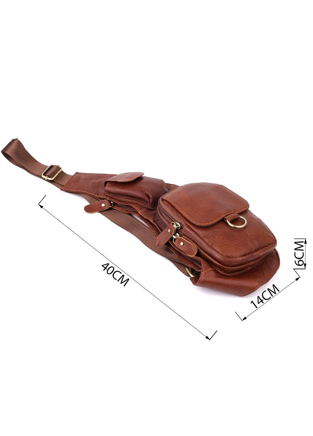 Чоловіча сумка через плече з натуральної шкіри 22960 Коричневий Vintage (357494952)
