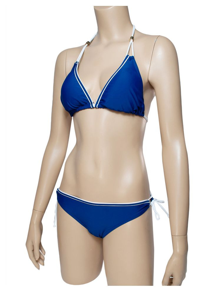 Синий летний раздельный купальник с мягкой треугольной чашкой и трусиками на завязках. модель 0057 арт.8569 раздельный, бикини Rivage Line