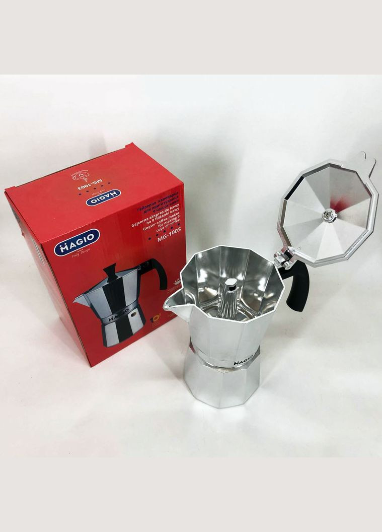 Гейзерна кавоварка MG-1003 450 мл, Маленька кавоварка на 3 чашки, Кавоварки з OA-902 нержавіючої сталі Magio (349822329)