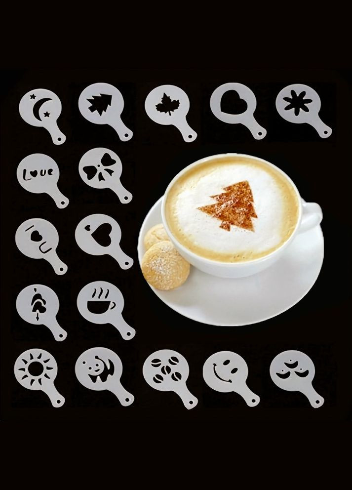 Набір з 16 трафаретів для кави та випічки 8.5 см (AH0116_1) No Brand (315922560)
