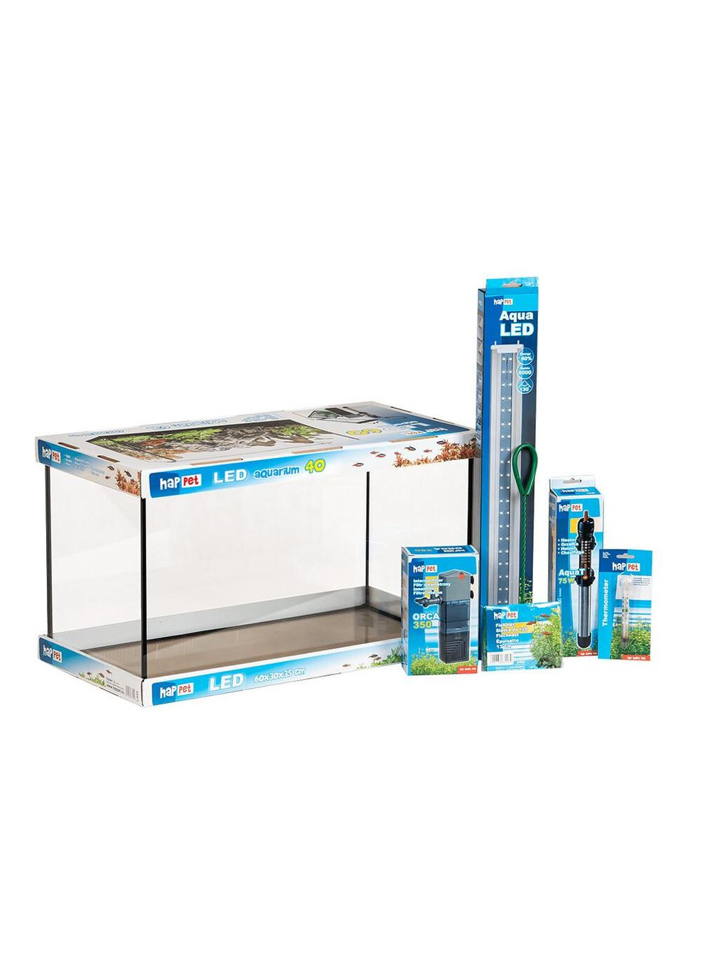 Акваріум "LED AQUARIUM 40" 40x25x25см, 25л. + комплект Happet (360245489)