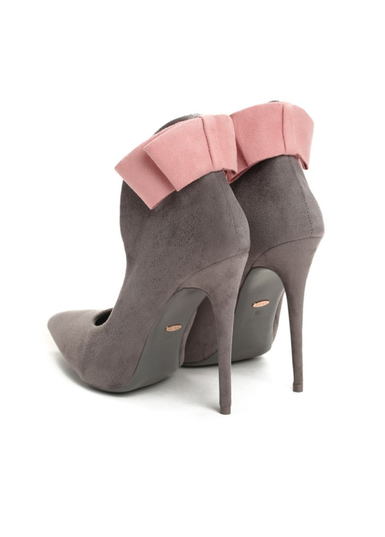 Vices Туфлі човники, сірий велюр з рожевим бантом. туфлі-човники сірий з текстиль, — демісезон (348472377)