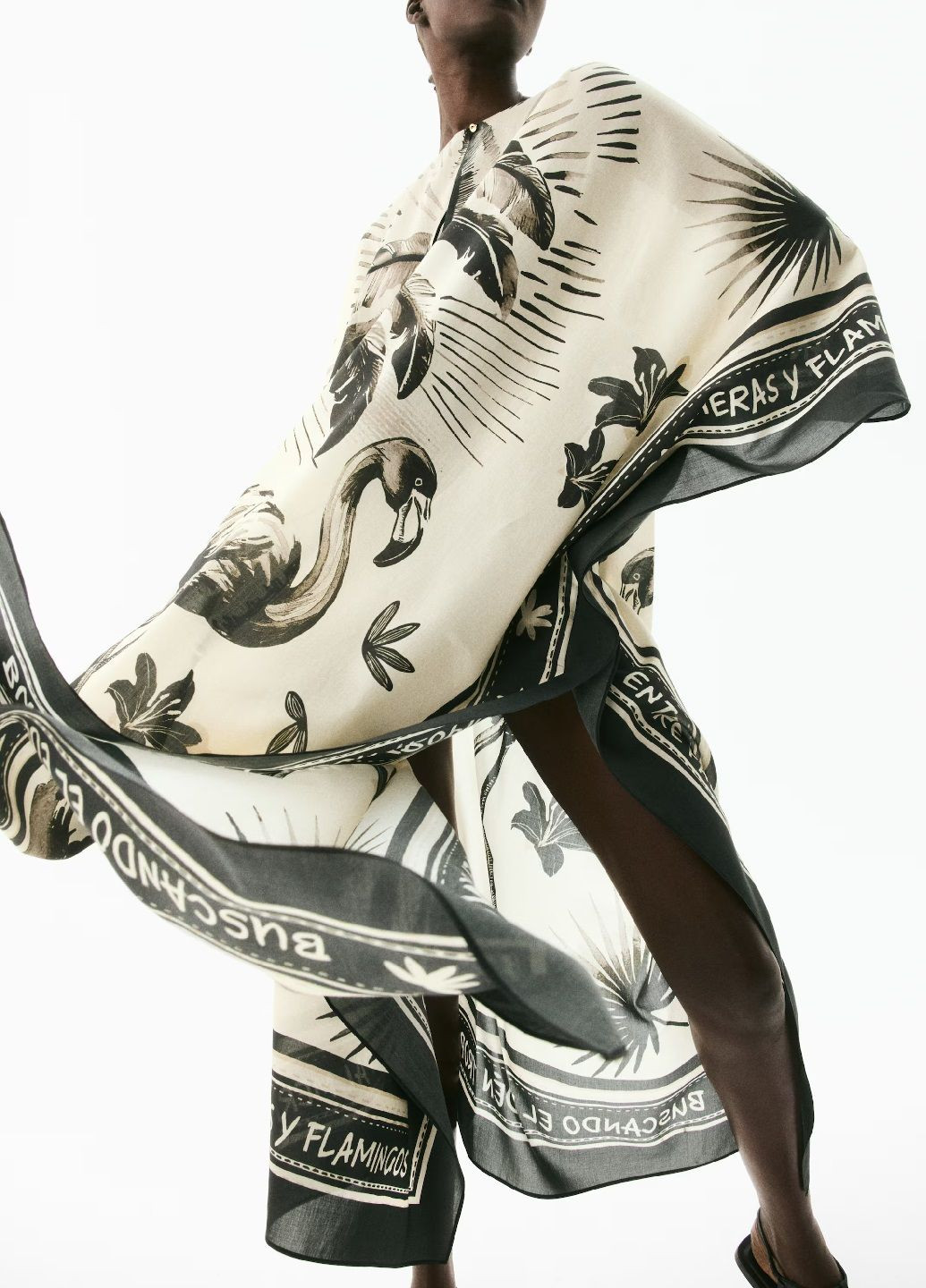 Светло-бежевое кэжуал платье H&M с рисунком