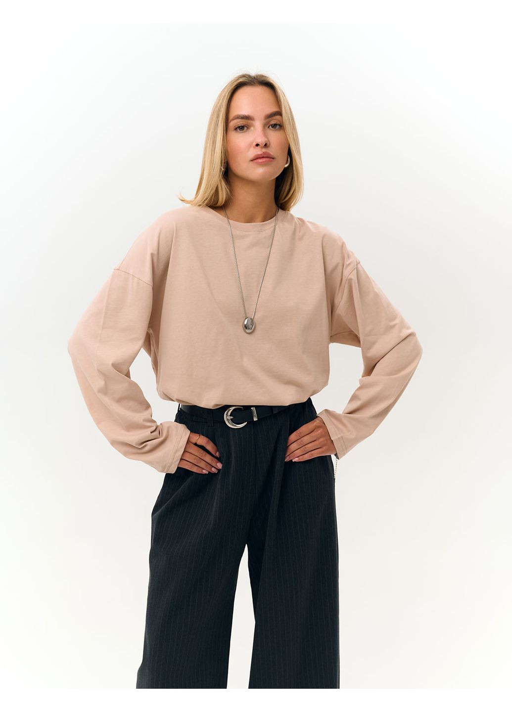 Унисекс лонгслив оверсайз котон (0012700BEL3XL) Casual Trend №127 - (361029282)