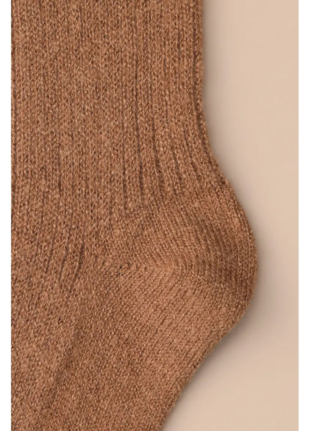 Кофейные носки теплые в рубчик из шерсти альпаки nbx958 Aura.Via (354777862)