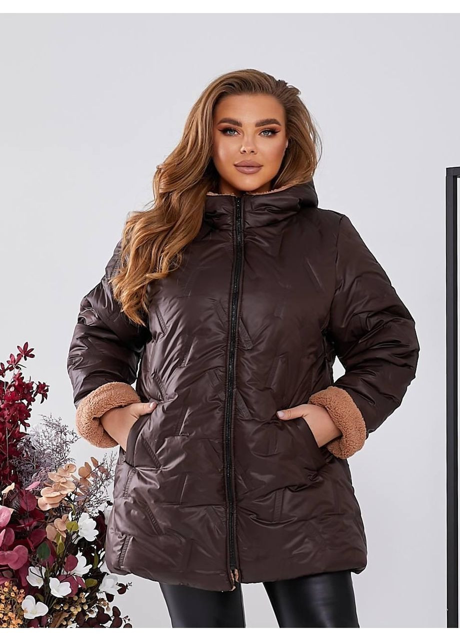 Темно-коричнева зимня комфортна зимова куртка Sofia 1534