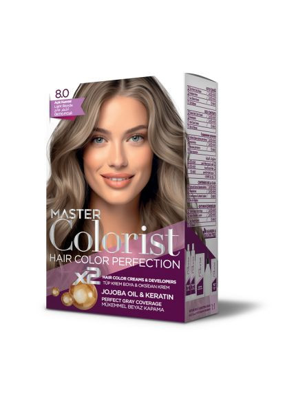 Краска для волос 8.0 Светлый русый, 2x50 мл+2x50 мл+10 мл Master Colorist (301644206)
