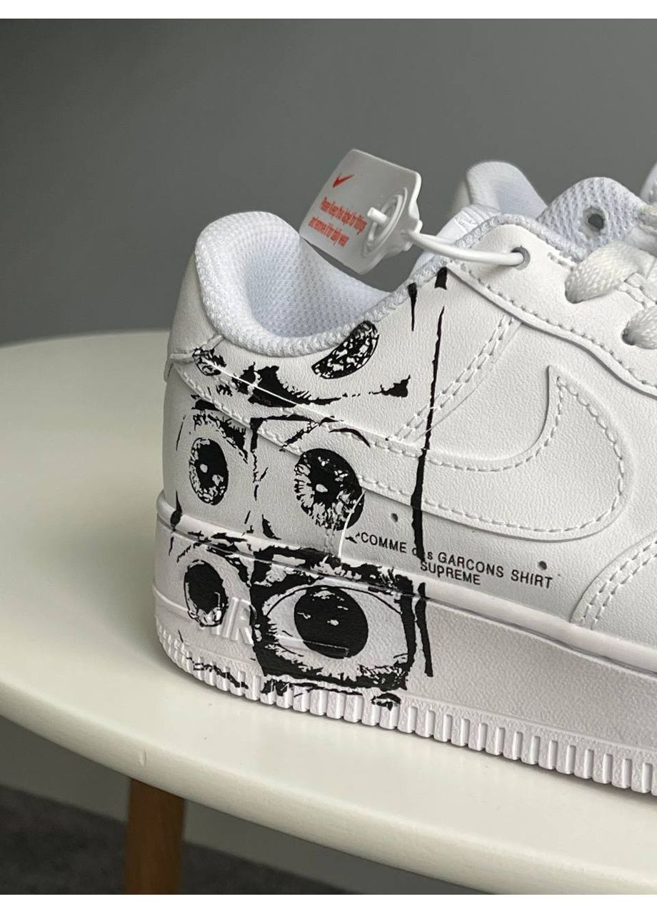 Білі Осінні кросівки чоловічі і жіночі nike air force 1 low х comme des garçons supreme | найк еір форс 1 білі No Brand